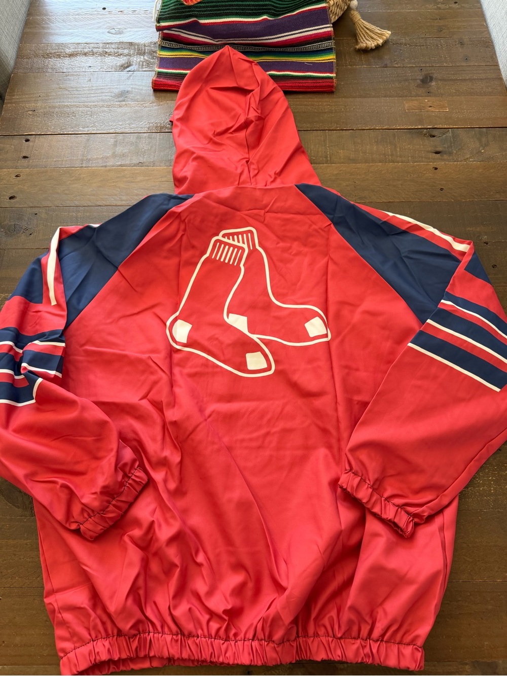 Red and Blue Boston Red Sox Pullover Hoodie Anorak Top - Picture 3 of 3